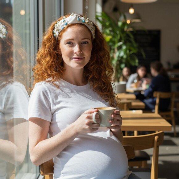 Crystal Headband - DENIM Headband - Knot Headband + Crystals - WHITE - Picture 3 of 5